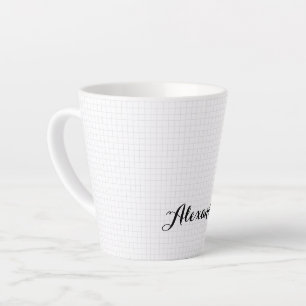 Modern Black White Chequered Elegant Typography Latte Mug