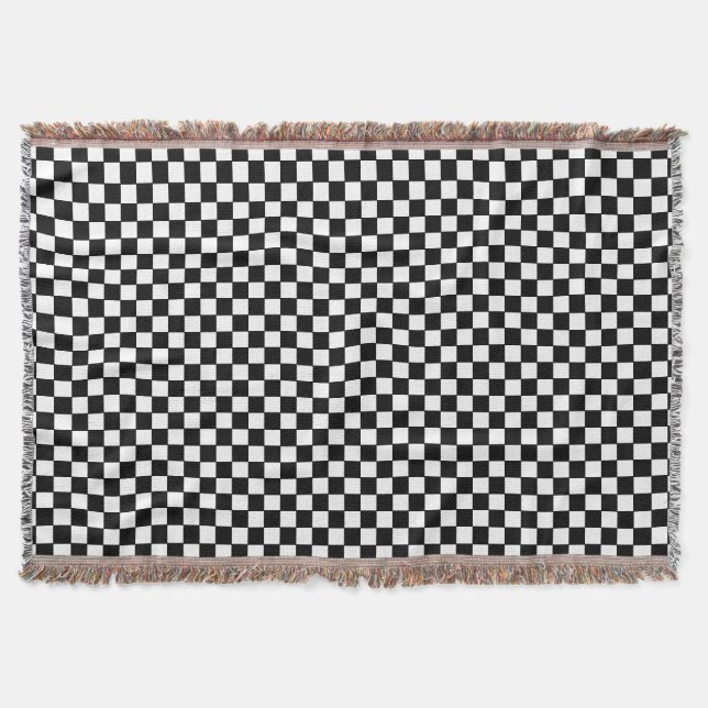 Modern Black White Chequered Pattern Home Decor Throw Blanket (Front)