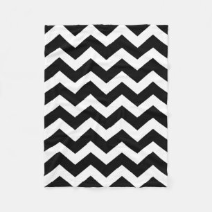 Modern Black White Chevron Pattern Fleece Blanket