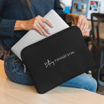 Modern Black White Chic Script Monogram<br><div class="desc">This black laptop sleeve is modern minimalist and elegant script monogram design. It's perfect to add a modern style to your electronics.</div>