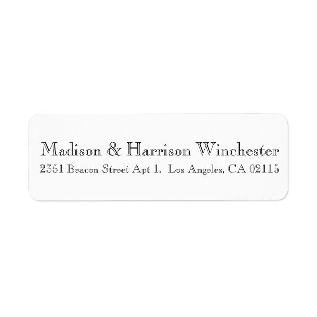 Modern black white chic wedding return address  (Front)