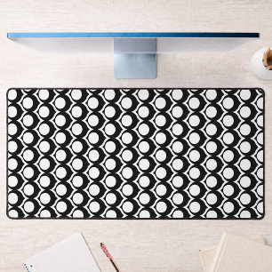 Modern Black White Circle Lattice Pattern  Desk Mat