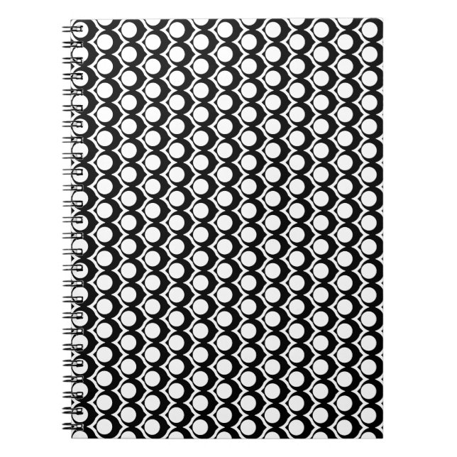 Modern Black White Circle Lattice Pattern  Notebook (Front)