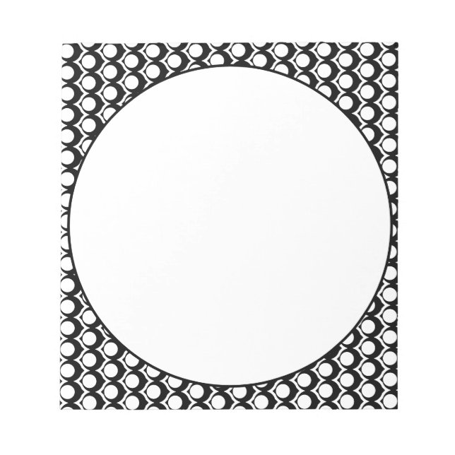 Modern Black White Circle Lattice Pattern  Notepad (Front)