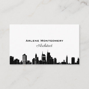 Modern Black & White City Skyline Architect Business Card