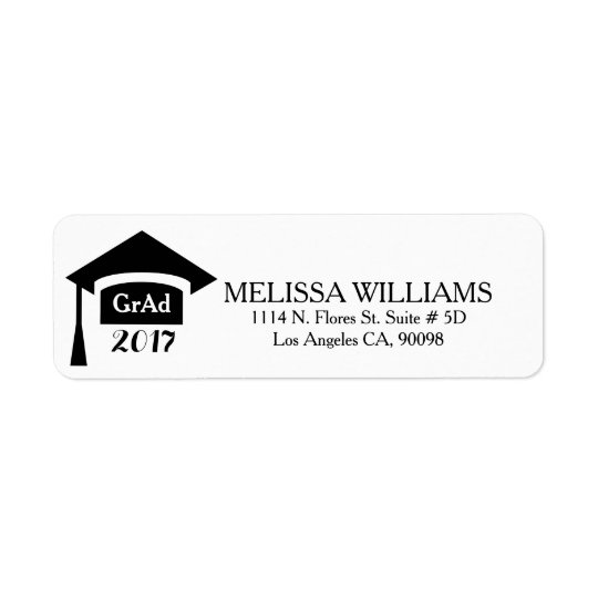Modern Black & White Class Of 2017 Graduation Return Address Label