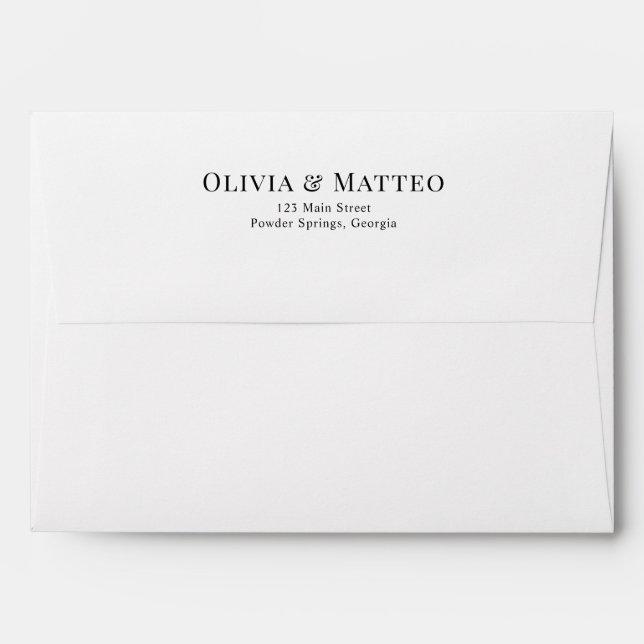 Modern Black White Classic  Envelope (Back (Top Flap))