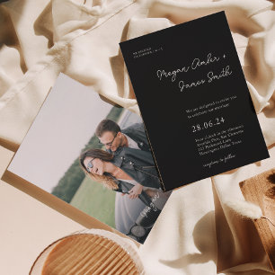 Modern Black & White Classy Script Wedding Invitation