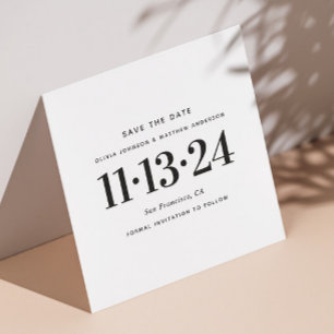 Modern black white clean simple minimalist wedding save the date