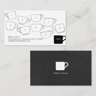 Modern Black & White Coffee Cup Loyalty Punch Card