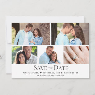 Modern Black White Collage Multi photo wedding  Invitation