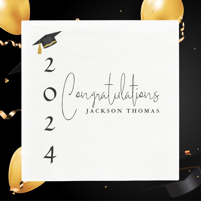 Modern Black & White Congratulations Graduate Napkin (Creator Uploaded)