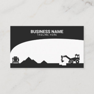 Modern Black & White Construction Site Silhouette Business Card