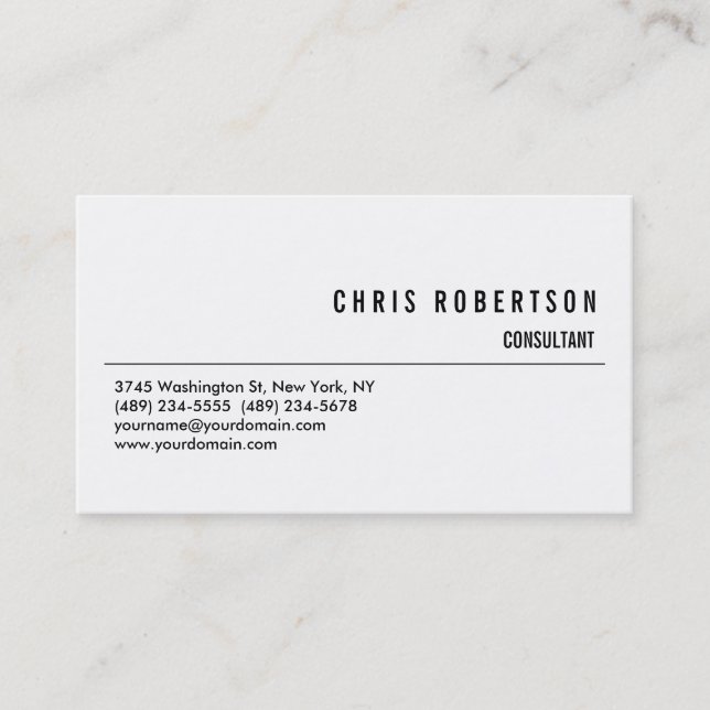 Modern Black White Consultant Business Card (Front)
