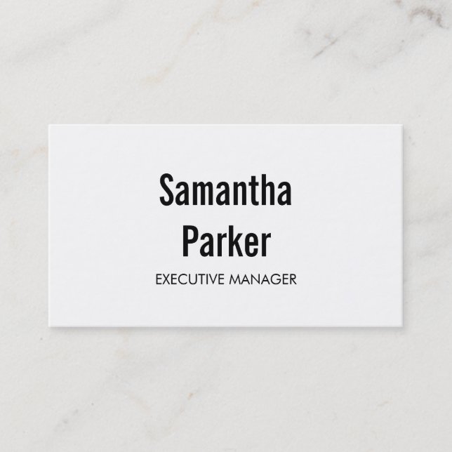 Modern Black White Contemporary Executive Manager Business Card (Front)