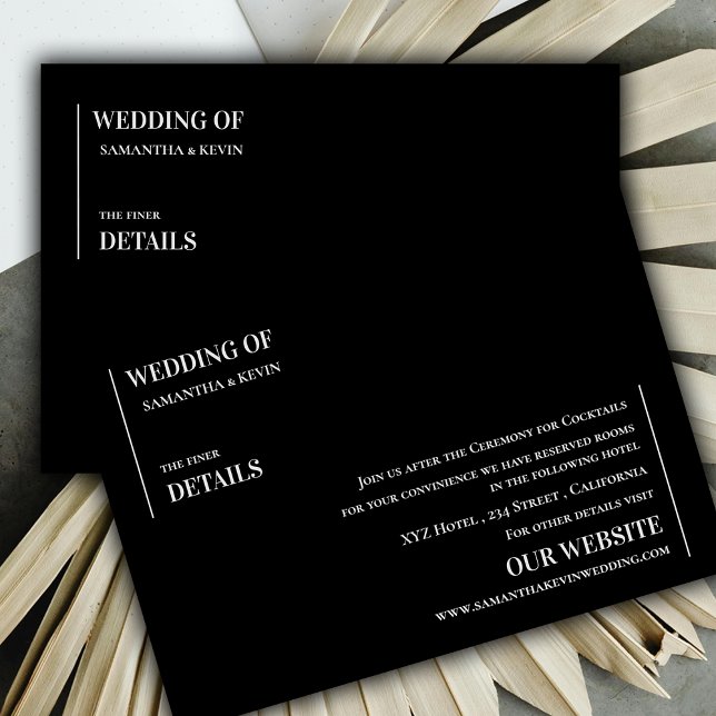Modern Black White Contemporary Wedding Details Enclosure Card (Modern Black White Contemporary Wedding Details Enclosure Card)