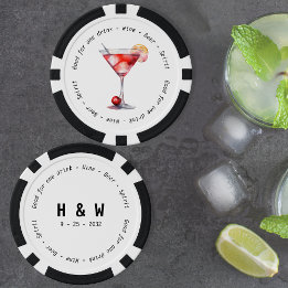 Modern Black White Cosmo Drink Voucher Wedding Poker Chips