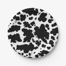 Modern Black White Cow Skin Texture Animal Print