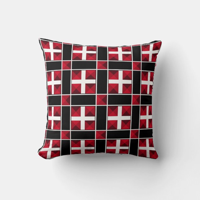 Modern Black & White Cross Pattern Cushion (Front)