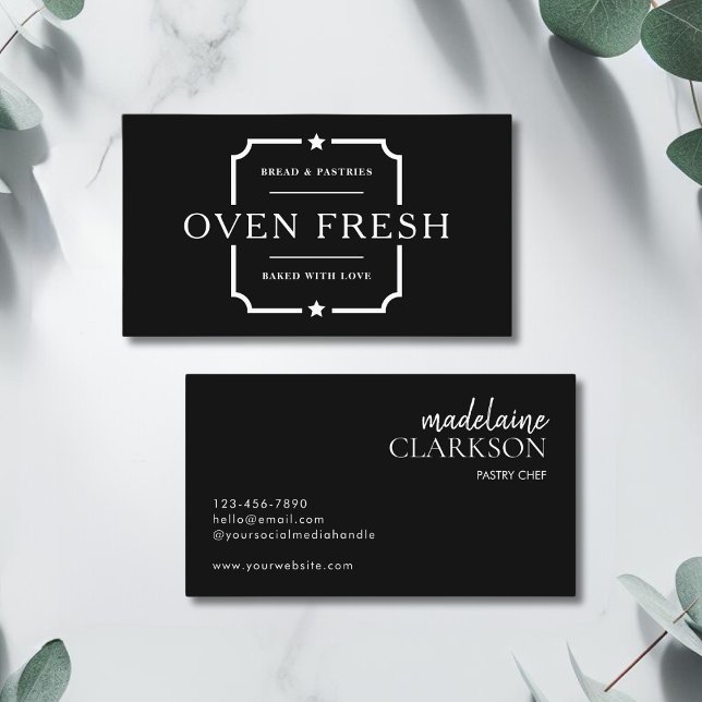 Modern Black White Cupcake Bakery  Business Card (Creator Uploaded)