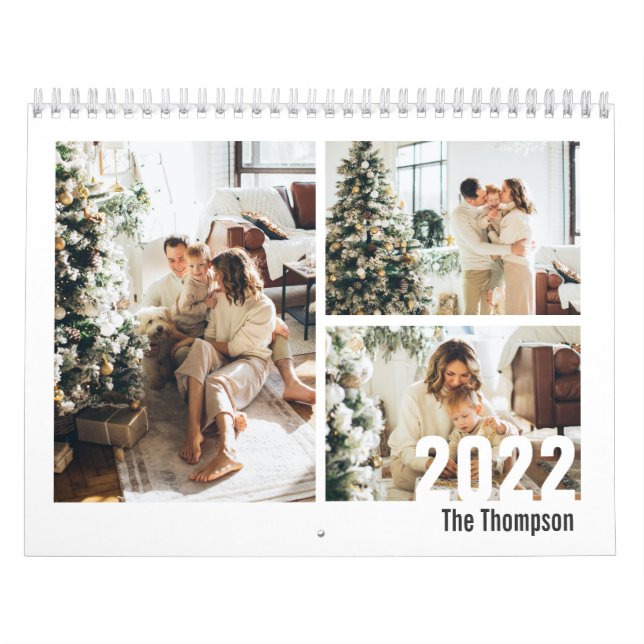 Modern Black White Custom Create your own Photo Calendar (Cover)