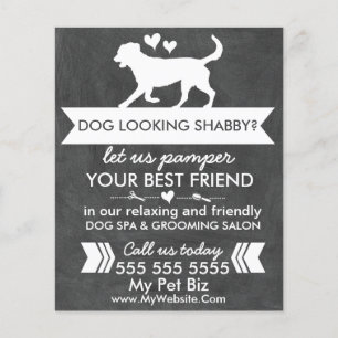 Modern Black & White Custom Dog Grooming Flyer