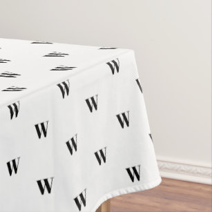 Modern black white custom monogram initial chic tablecloth