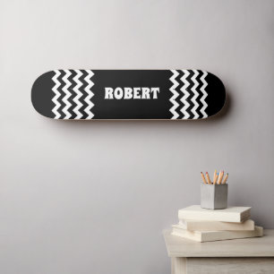 Modern Black &White Custom Name Skateboard