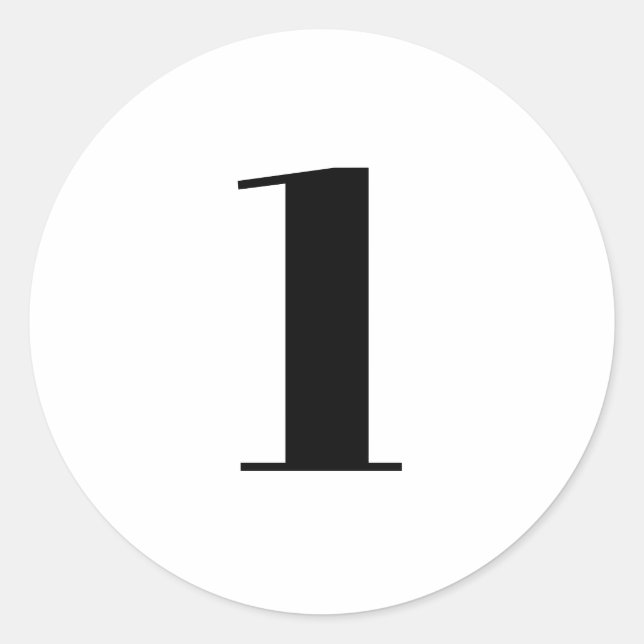 Modern black white custom number age initial classic round sticker (Front)