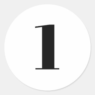 Modern black white custom number age initial classic round sticker