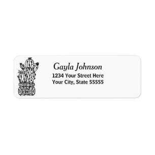 Modern Black White Custom Script Cactus Address