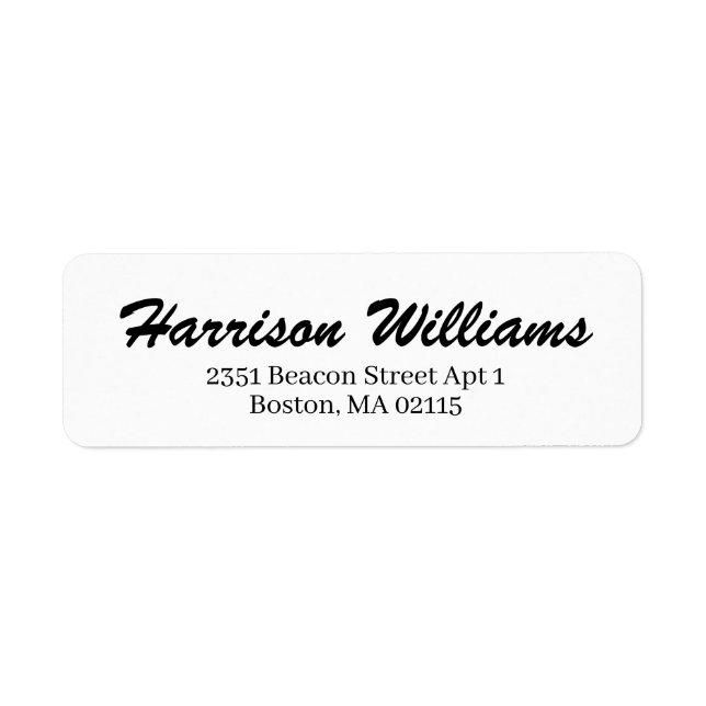 Modern black white custom script return address (Front)