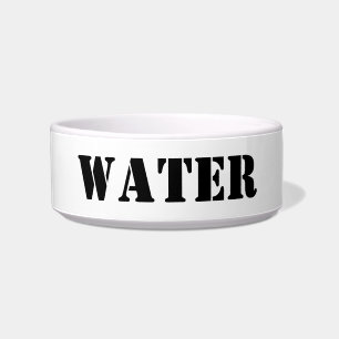 Modern black white custom text pet water bowl