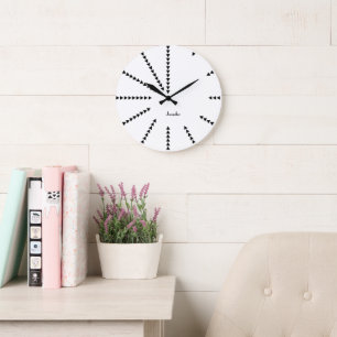 Modern Black White Decor Personalised Wedding Gift Large Clock