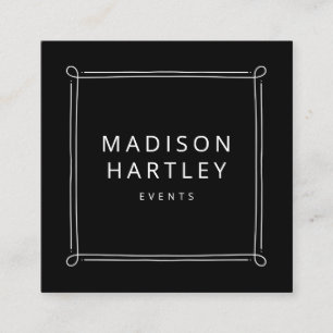 Modern Black & White Decorative Square Frame Business Card