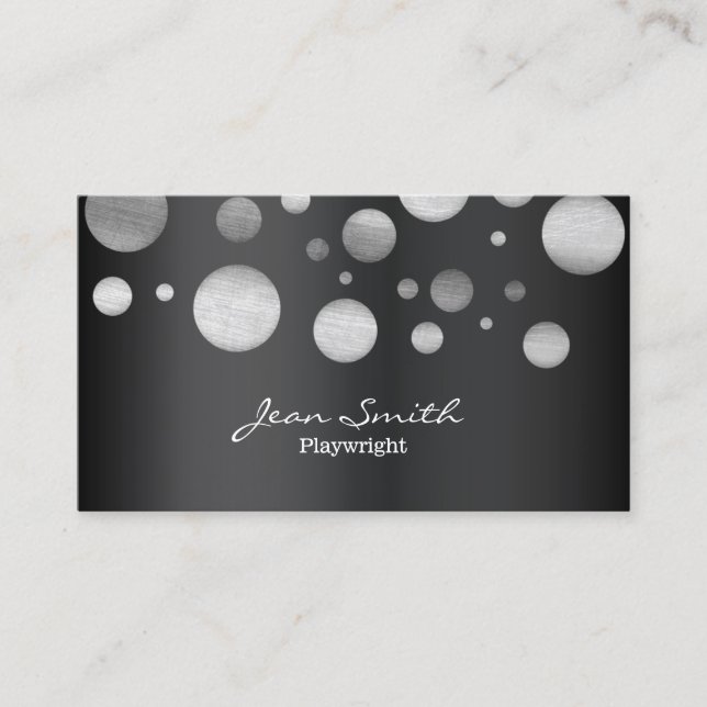 Modern Black & White Dots Playwright Business Card (Front)