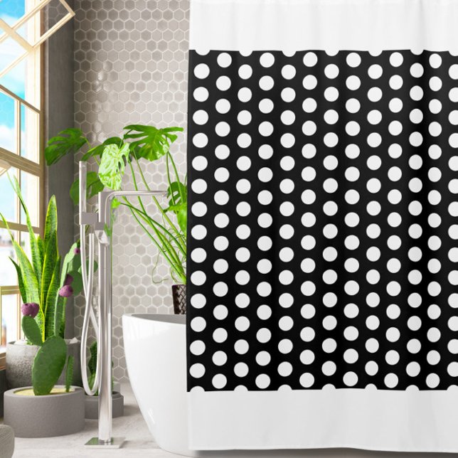 Modern Black White Dots Shower Curtain (Creator Uploaded)