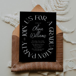 Modern Black & White Double Arch Graduation Party Invitation