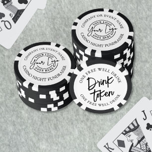 Modern Black White Drink Token