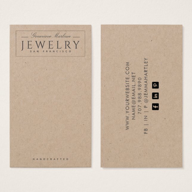 Modern Black White Earring Kraft Display Cards (Front & Back)