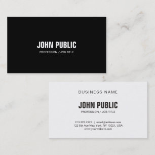 Modern Black White Elegant Clean Plain Corporate Business Card