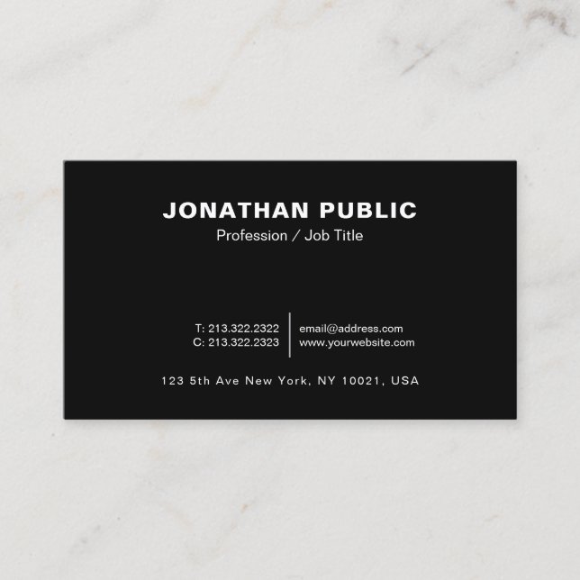 Modern Black White Elegant Minimalist Template Business Card (Front)