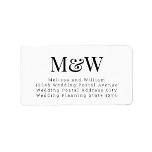 Modern Black White Elegant Monogram Address Label