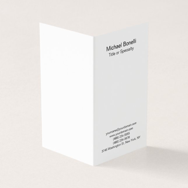 Modern Black & White Elegant Plain Professional Business Card (Outside)