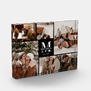 Modern Black & White Family Photo Collage Keepsake