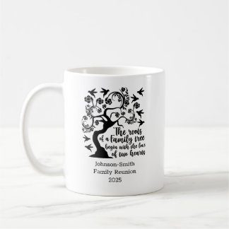 Modern Black White Family Reunion Quote Tree Coffee Mug