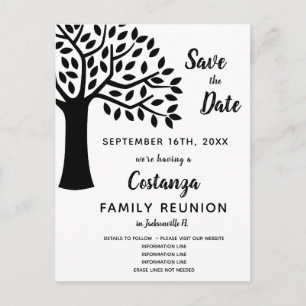Modern Black & White Family Reunion Save the Date Postcard