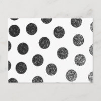 Modern black white faux glitter polka dots pattern