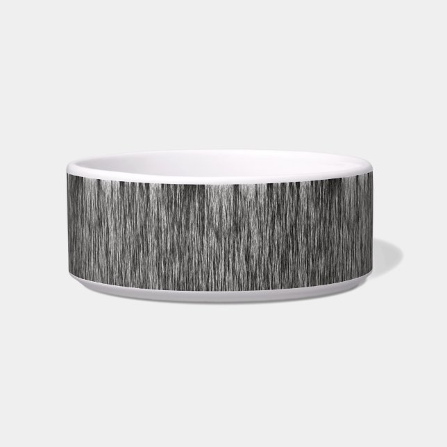Modern black white fibres lines pattern ceramic bowl (Front)