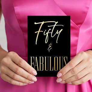 Modern Black White Fifty & Fabulous Birthday